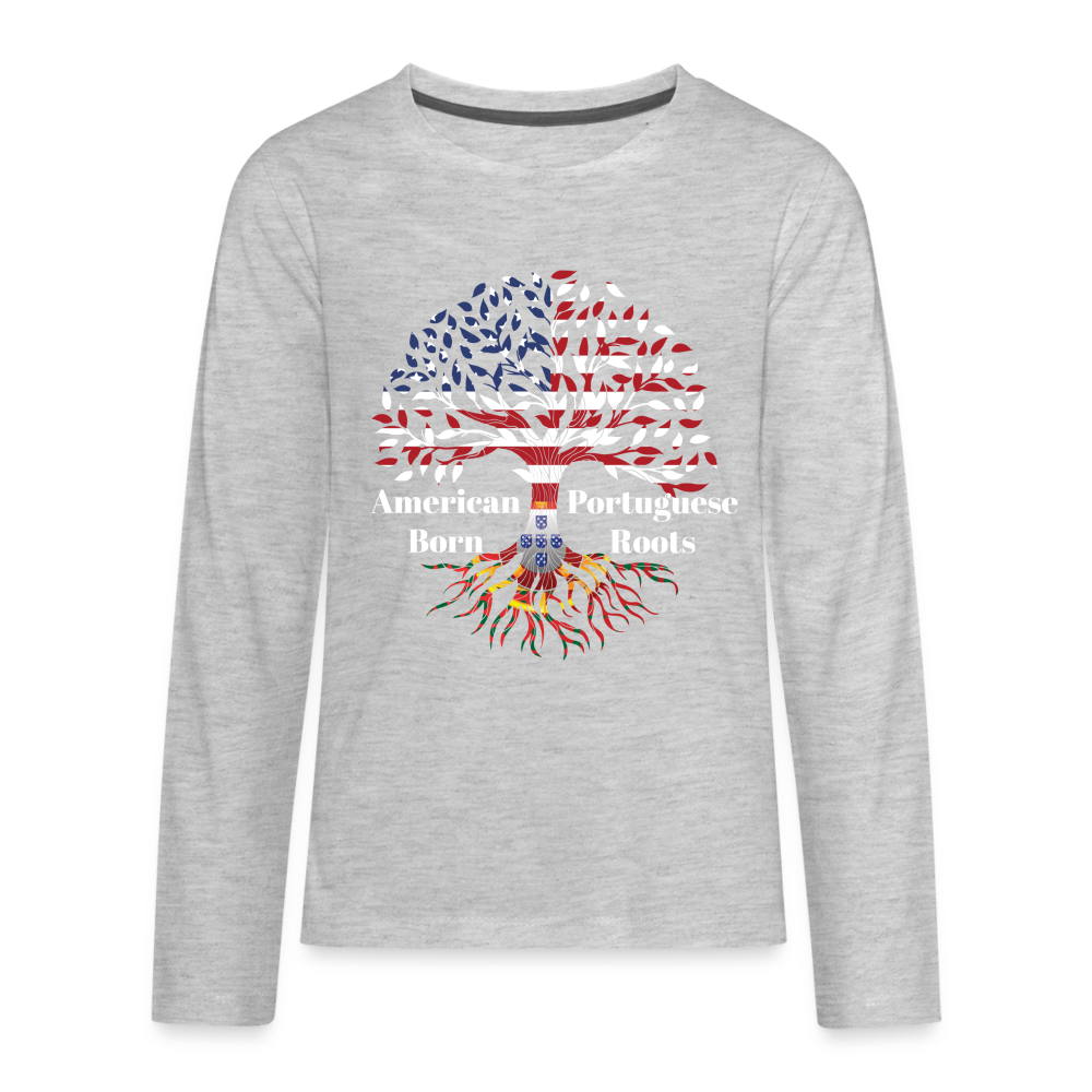 American Born-Portuguese Roots Youth Long Sleeve T-Shirt - heather gray