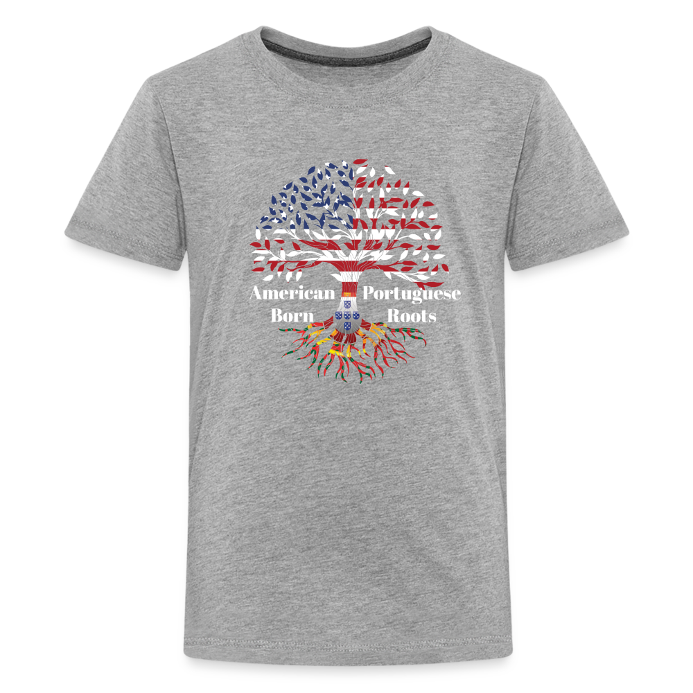 American Born-Portuguese Roots Youth Tee - heather gray