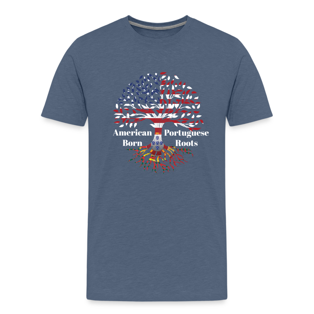 American Born-Portuguese Roots Youth Tee - heather blue