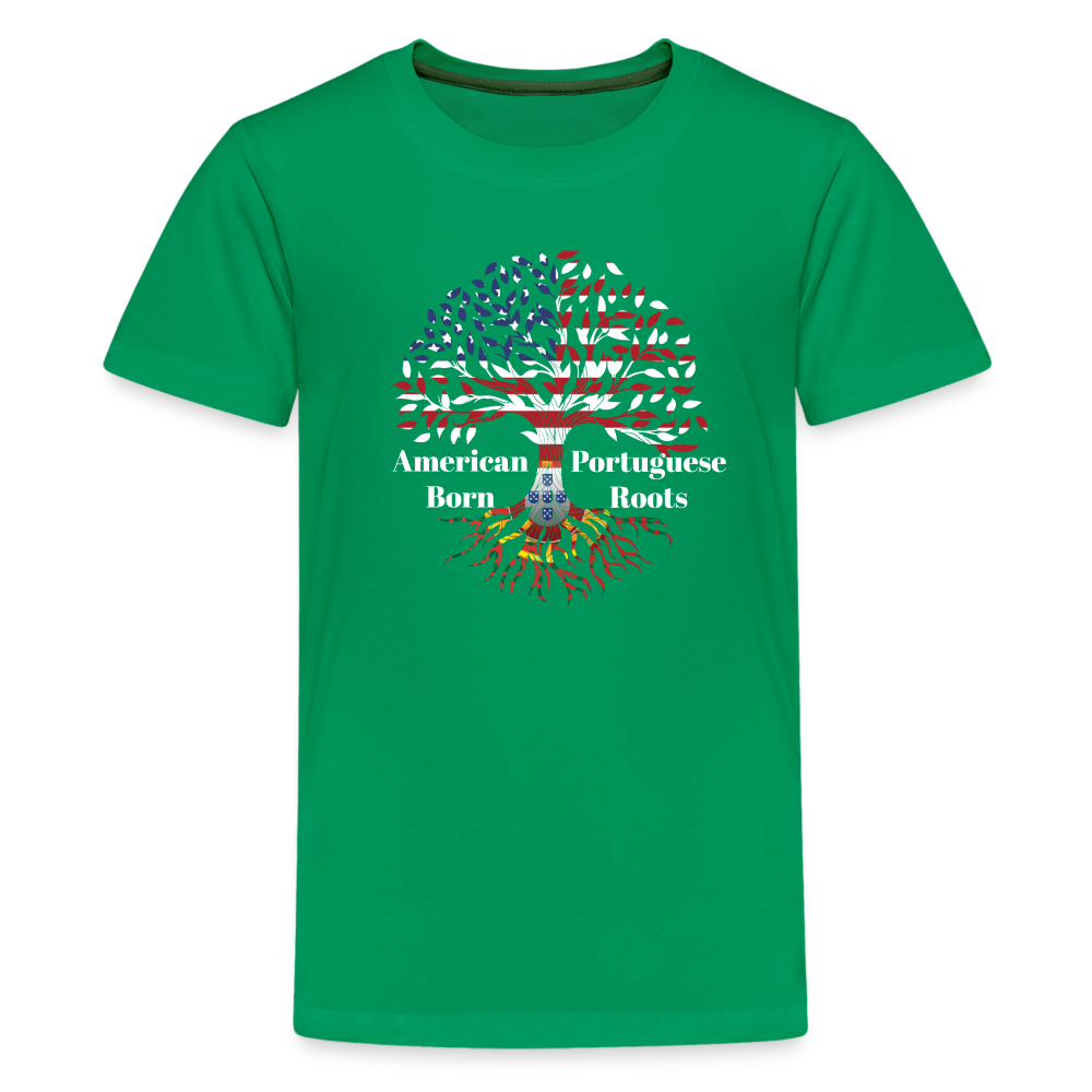 American Born-Portuguese Roots Youth Tee - kelly green